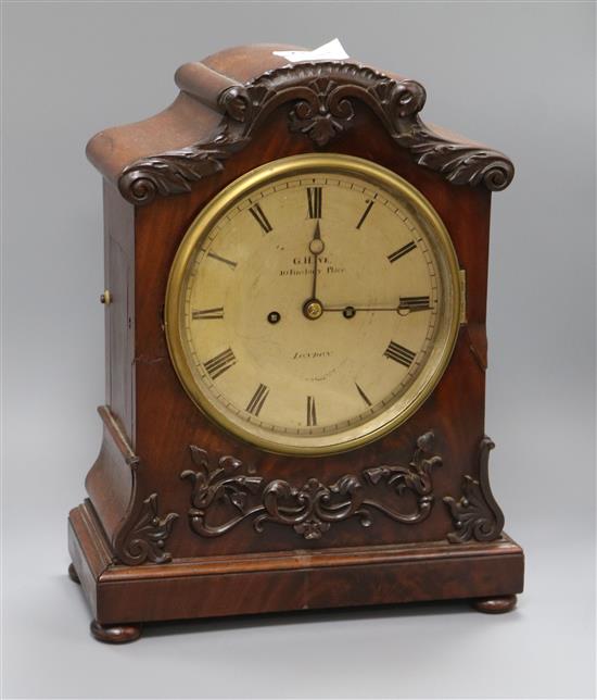 G.H. Ive, 10 Finsbury Place, London. A mid Victorian rosewood cased eight day bracket clock height 41.5cm